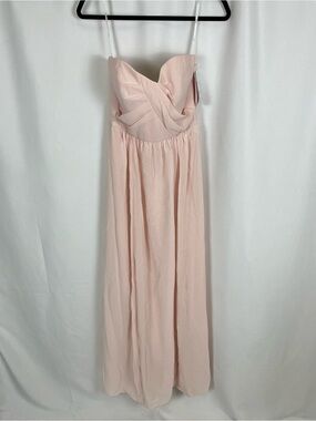 Strapless Light Pink Maxi Dress with Draped Bodice